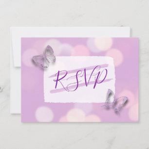 Lavender Butterflies Wedding RSVP Invitation