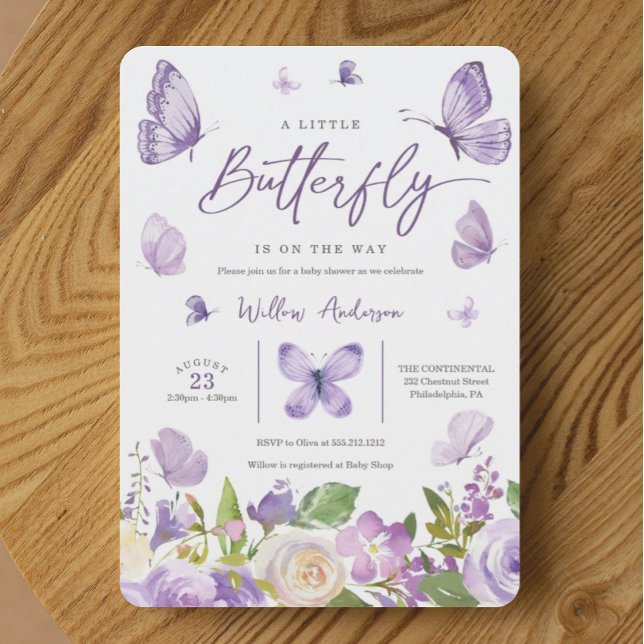 Lavender Butterfly Baby Shower Invitation (Creator Uploaded)