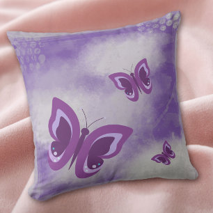 Lavender Butterfly Grunge Cushion