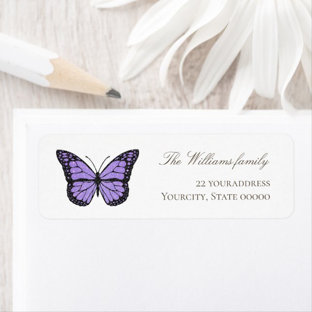 lavender butterfly  label return address label (Insitu)