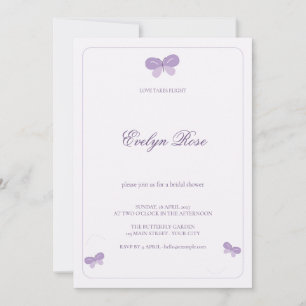 Lavender Butterfly Love Takes Flight Bridal Shower Invitation