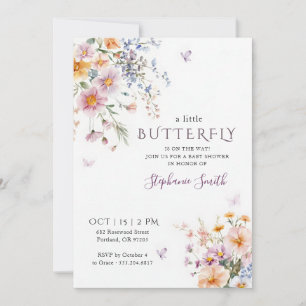 Lavender Butterfly on the Way Baby Shower Invitation