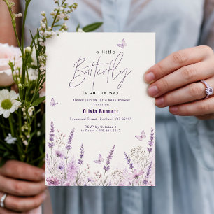Lavender Butterfly on the Way Baby Shower Invitation