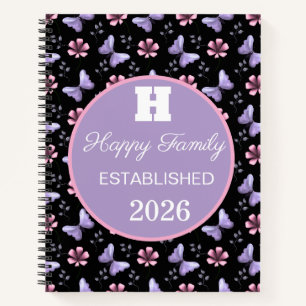 Lavender Butterfly & Pink Floral Seamless Pattern Notebook