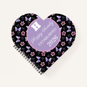 Lavender Butterfly & Pink Floral Seamless Pattern Notebook
