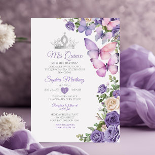 Lavender Butterfly Purple Quinceanera Birthday  Invitation