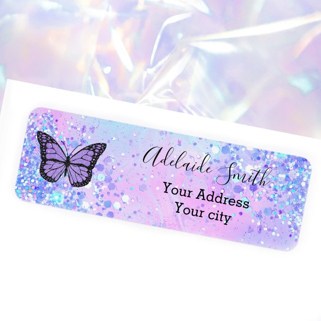 lavender butterfly  return address label (Creator Uploaded)