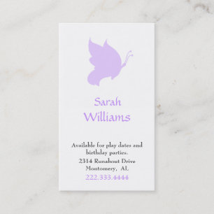 Lavender Butterfly Silhouette Play Date Card