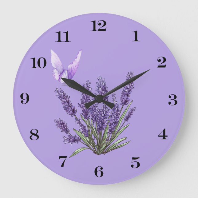 Lavender Butterfly Wall Clock (Front)