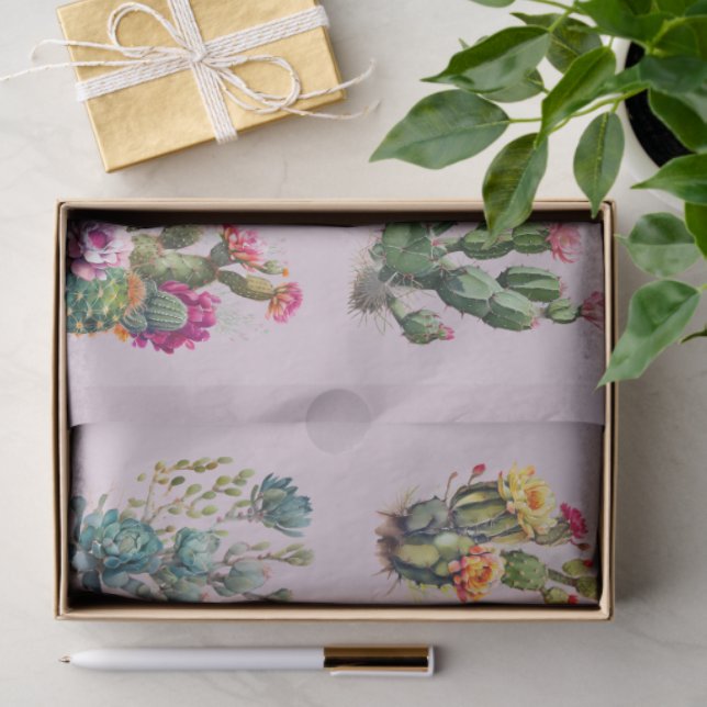 Lavender Cactus Succulent Tropical Tissue Paper (Gift)