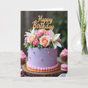 Lavender Cake Birthday Card