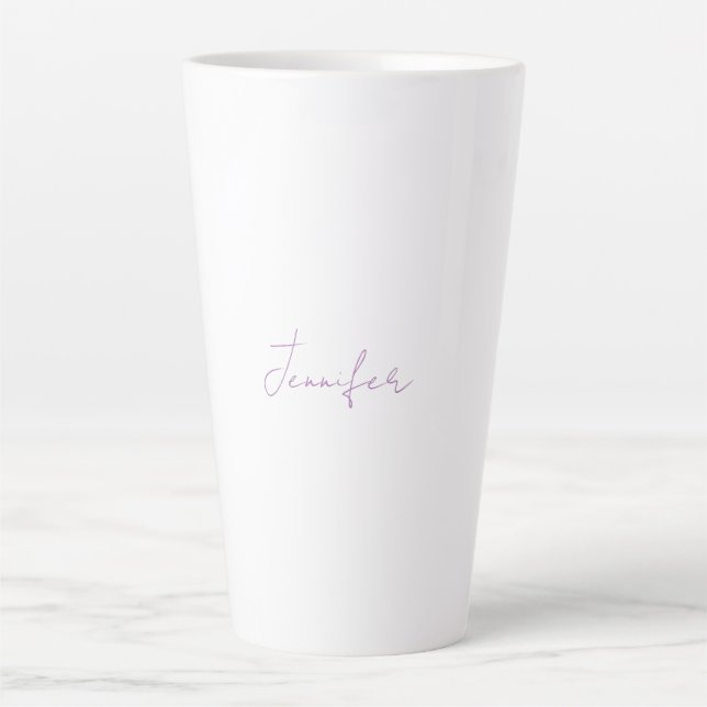 Lavender Calligraphy Elegant Plain Simple Name Latte Mug (Front)