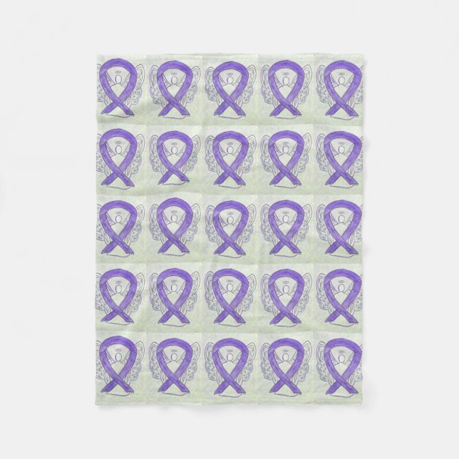 Lavender Cancer Awareness Ribbon Fleece Blanket (Front)