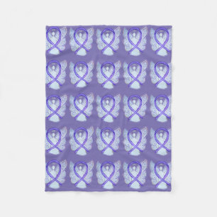 Lavender Cancer Awareness Ribbon Fleece Blankets