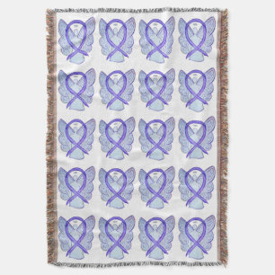 Lavender Cancer Awareness Ribbon Throw Blankets