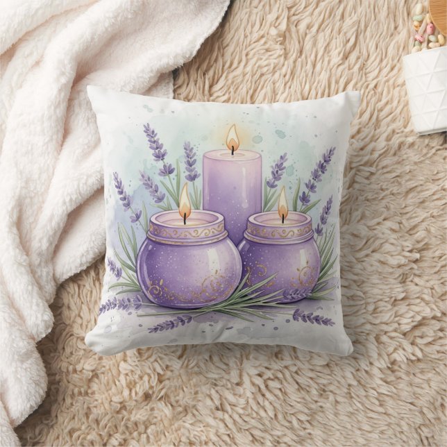 Lavender Candle - Spa Room Decor Cushion (Blanket)