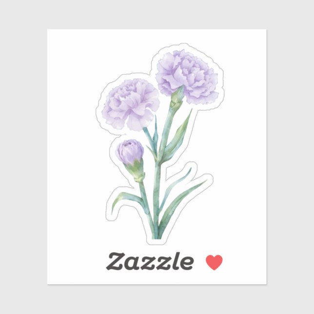 Lavender Carnation Botanical Watercolor CuLavender (Sheet)