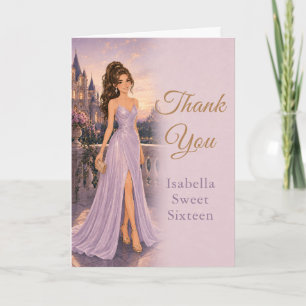 Lavender Castle Sweet Sixteen Thank You Card