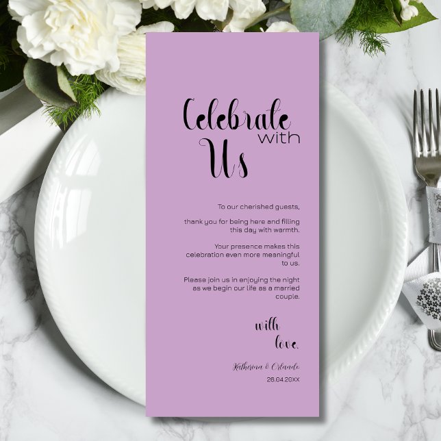 Lavender Celebrate With Us Place Setting Cards (Creator Uploaded)
