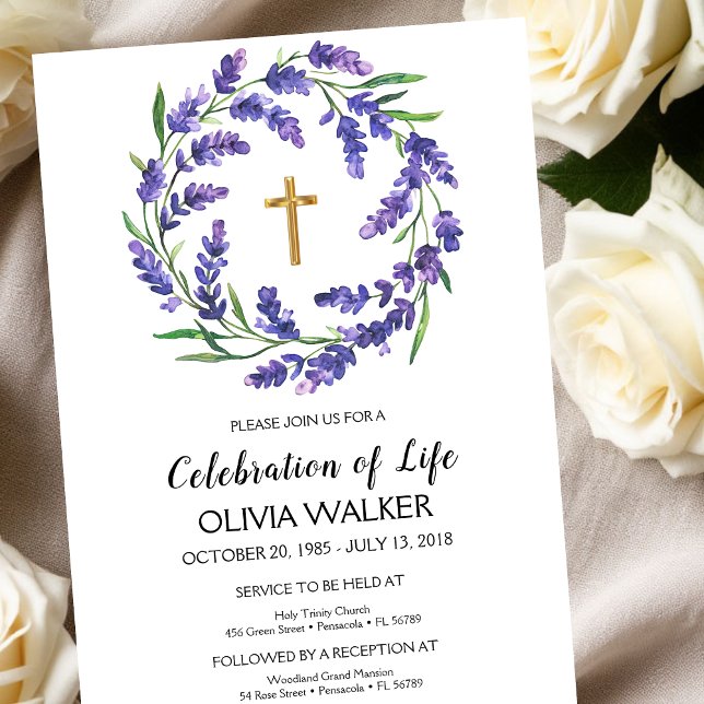 Lavender Celebration of Life  Invitation (Creator Uploaded)