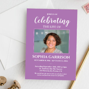 Lavender Celebration of Life With Photo Memorial Invitation