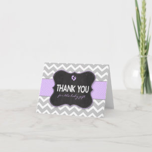 Lavender Chalkboard baby shower thank you notes