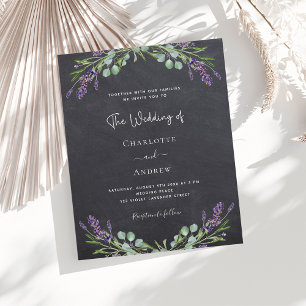 Lavender chalkboard budget wedding invitation