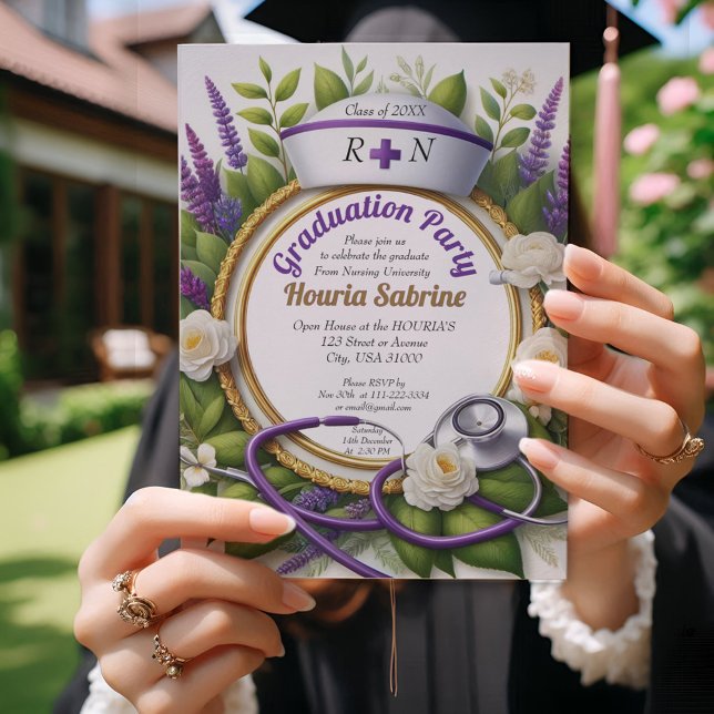 Lavender & Chamomile Nurse Graduation invitation (Creator Uploaded)
