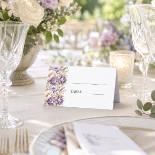 Lavender champagne floral wedding place card