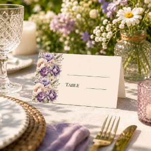 Lavender champagne floral wedding place card