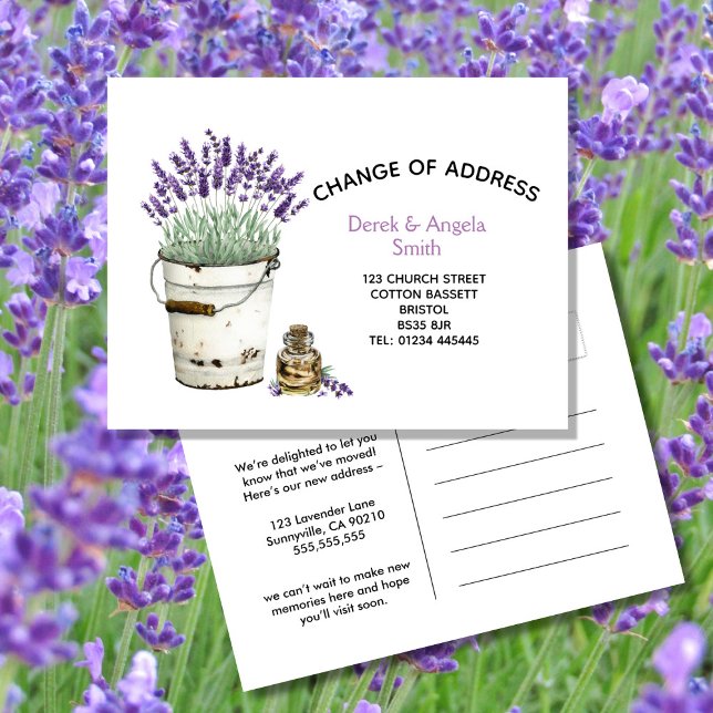 Lavender Change of address, new address Announcement Postcard (Creator Uploaded)