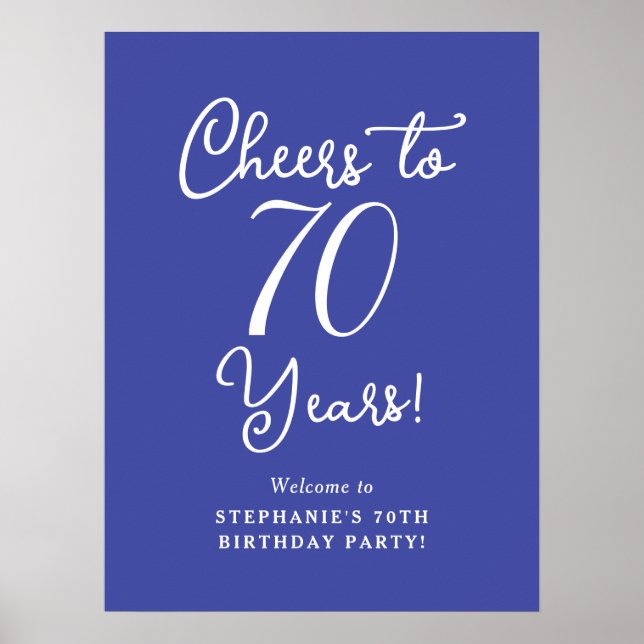 Lavender Cheers to 70 Years Birthday Welcome Poster (Front)
