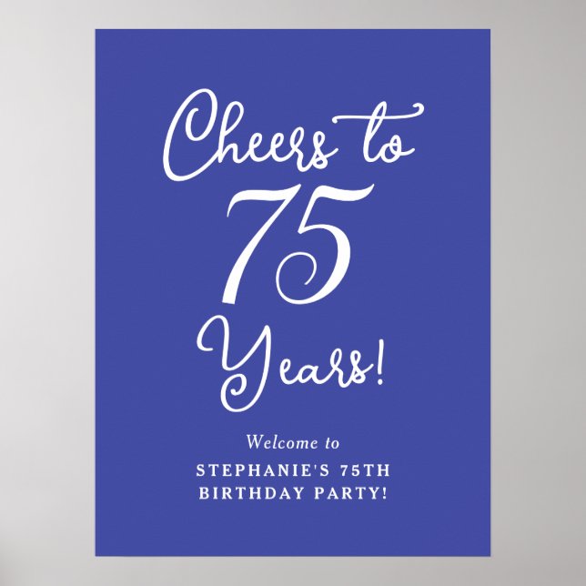 Lavender Cheers to 75 Years 75th Birthday Welcome Poster (Front)