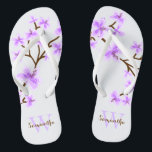 Lavender Cherry Blossoms Monogrammed Thongs<br><div class="desc">Beautiful and sweet cherry blossoms or sakura flowers design perfect for spring,  summer,  as well as for bride,  bridesmaids,  mother of the bride,  mother of the groom,  maid of honour,  flower girl gifts,  and more!</div>