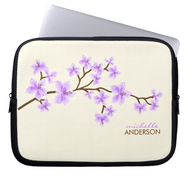 Lavender Cherry Blossoms Tree Laptop Sleeve (Front)