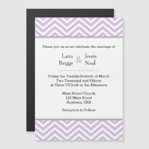 Lavender Chevron Magnetic Wedding Invitation