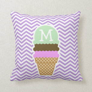 Lavender Chevron Stripes; Ice Cream Cone Cushion