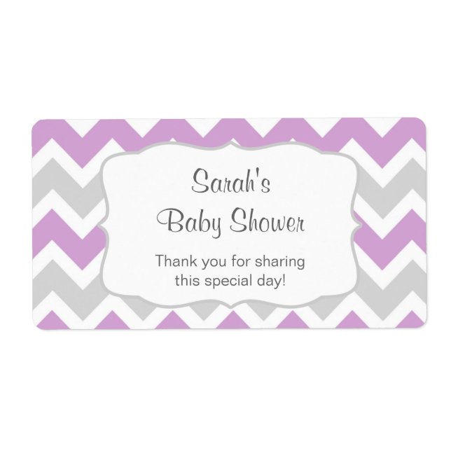 Lavender Chevron Water Bottle or favour u customis (Front)