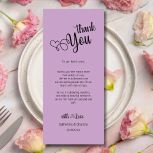 Lavender Chic Wedding Place Setting Thank You Card