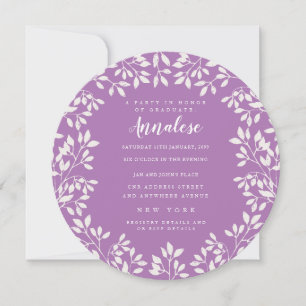 Lavender Circle Leaves Wreath Ladies Party Invitation