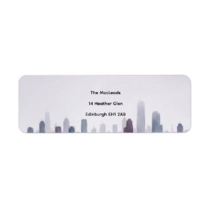Lavender City Skyline Return Address Labels