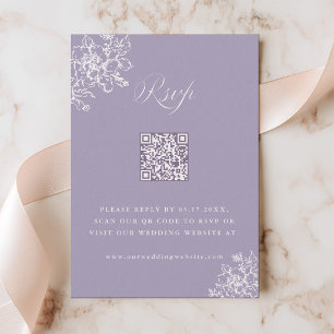 Lavender Classic Bloom Garden Wedding QR Code RSVP Card