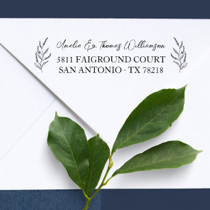 Lavender Classic Botanical Couple Return Address Self-inking Stamp
