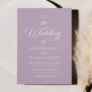 Lavender Classic Elegant Minimalist Wedding Invitation