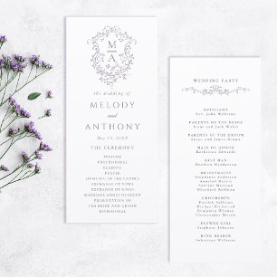 Lavender Classic Floral Crest Wedding Ceremony Program