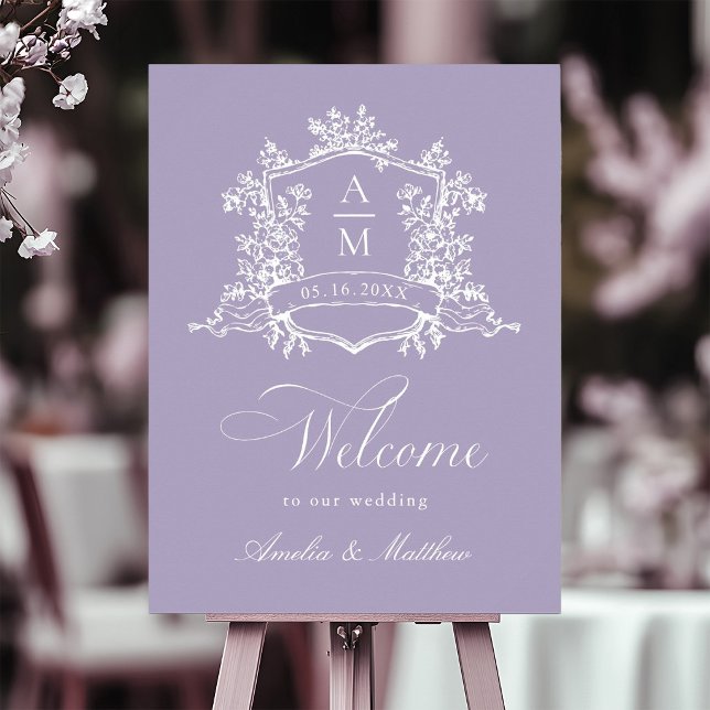 Lavender Classic Floral Crest Wedding Welcome Poster (Creator Uploaded)