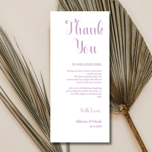 Lavender Classic Place Setting Thank You Card (Creator Uploaded)