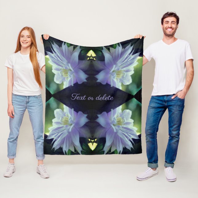 Lavender Clematis Flower Abstract Personalised Fleece Blanket (In Situ)