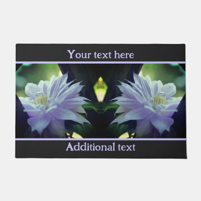 Lavender Clematis Flower In Trellis Personalised Doormat (Front)