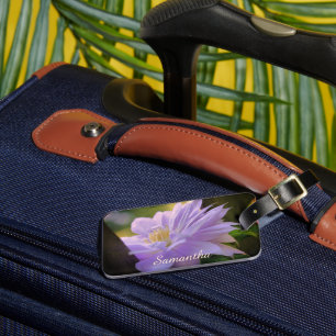 Lavender Clematis Flower In Trellis Personalised Luggage Tag